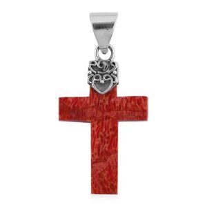 Sponge Coral Cross Pendant in Sterling Silver